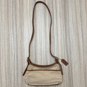 Vintage Y2K Coach Sierra Legacy Saddle Shoulder Bag Canvas & Brown Leather #9123